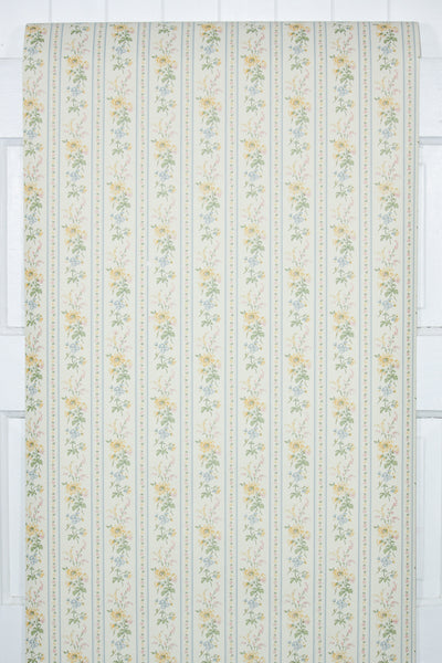 ロンパース・カバーオール 80 house on the hill Flower Stripe 1980s Floral Stripe Vintage Wallpaper – Hannah's Treasures