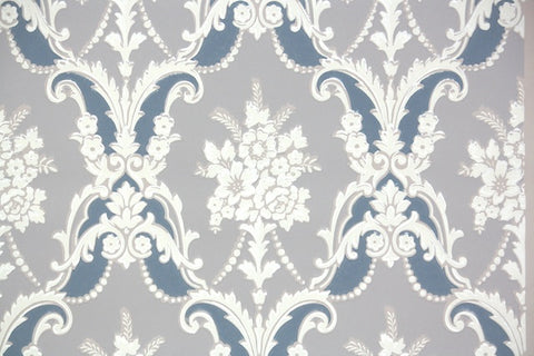 1940s Floral Damask Vintage Wallpaper