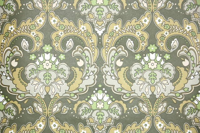 1970s Damask Vintage Wallpaper