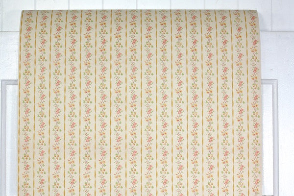 1960s Floral Stripe Vintage Wallpaper