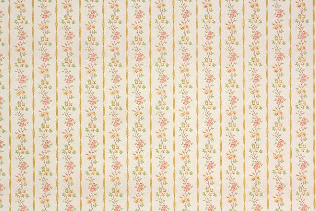 1960s Floral Stripe Vintage Wallpaper