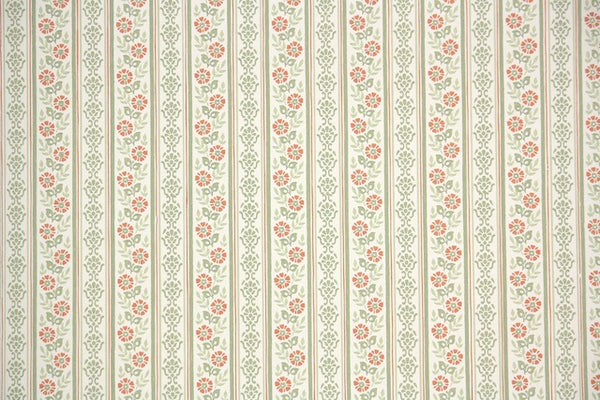 ロンパース・カバーオール 80 house on the hill Flower Stripe 1980s Floral Stripe Vintage Wallpaper – Hannah's Treasures