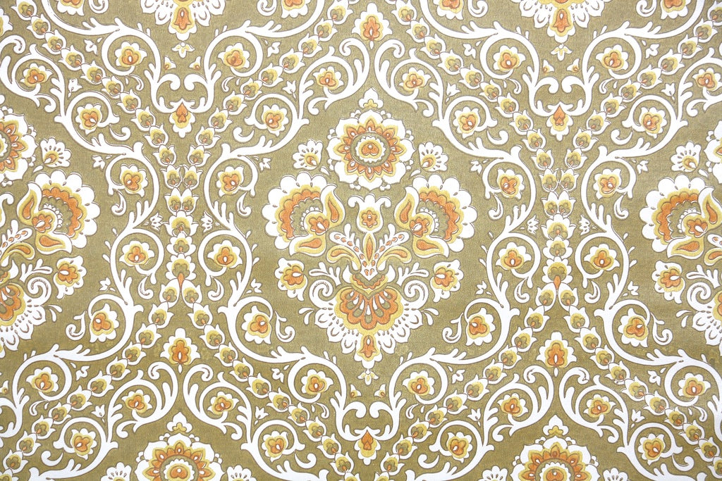 1970s Damask Vintage Wallpaper