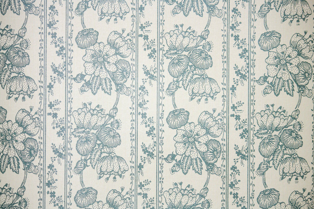 1970s Floral Stripe Vintage Wallpaper