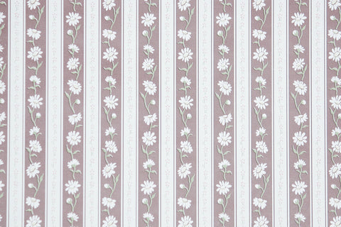 1980s | 1990s Floral Stripe Vintage Wallpaper