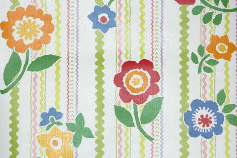 1970s Floral Vintage Wallpaper