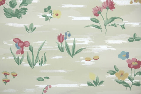 1940s Floral Vintage Wallpaper