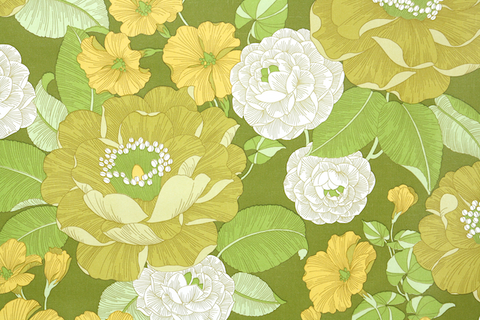 1970s Floral Vintage Wallpaper