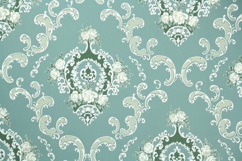 1950s Floral Damask Vintage Wallpaper