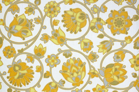 1970s Floral Vintage Wallpaper