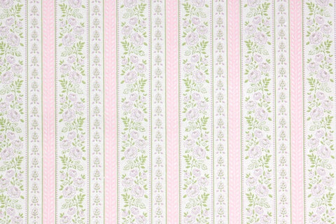 1960s Floral Stripe Vintage Wallpaper