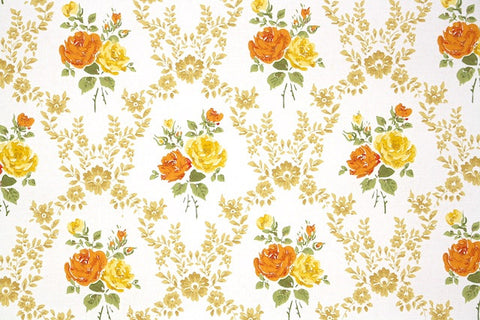 1970s Floral Vintage Wallpaper