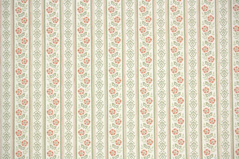1980s Floral Stripe Vintage Wallpaper