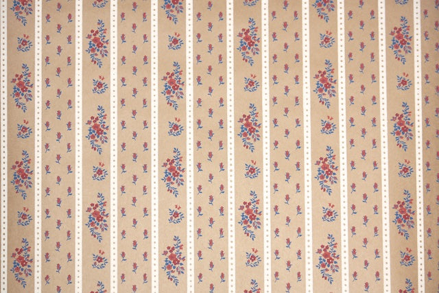 1970s Floral Stripe Vintage Wallpaper