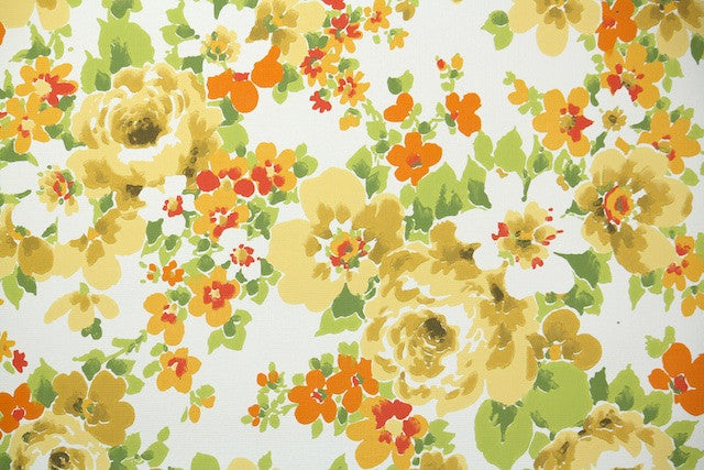 1970s Floral Vintage Wallpaper